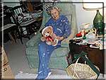 Mom with new pajamas & teddy bear